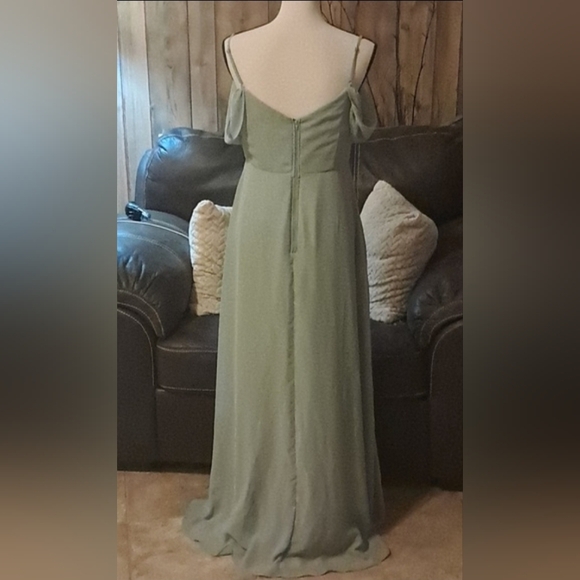 Sage Chiffon Birdy Grey Bridesmaid Dress Size M Formal Wedding Preowned - Picture 8 of 8